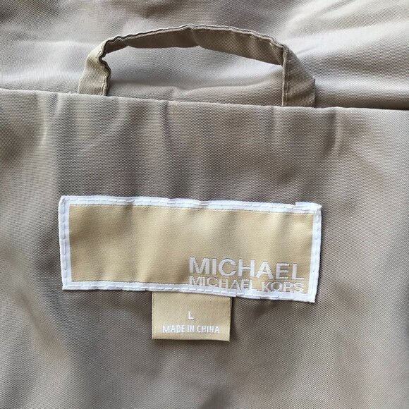 MICHAEL KORS Jacket Hood can zipped in, taupe pewter hardware Utility Anorak L - Picture 8 of 16